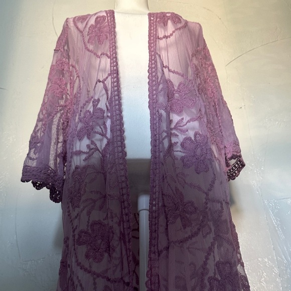 Forgotten Grace Sheer Purple Kimono - Picture 5 of 7
